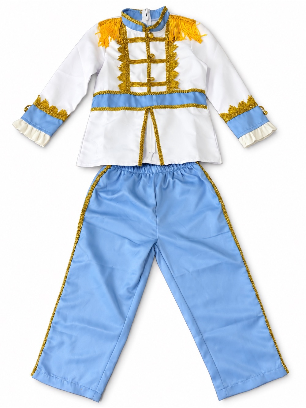 Kids Prince Costume White Blue Gold Royal Costume Size 110 4-5Y